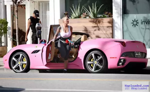 Photos: Amber Rose Shows Off Massive Curves As She Hits The Gym With Her Cute Pink Ferrari